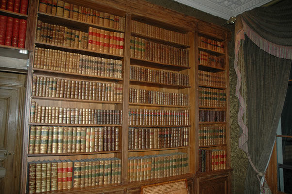 Dans la tradition du cabinet d’amateur les livres anciens reliés fournissent un beau décor